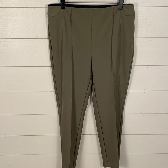 Lafayette 148 Gramercy Pants olive green color size 14 office business casual - Picture 1 of 11